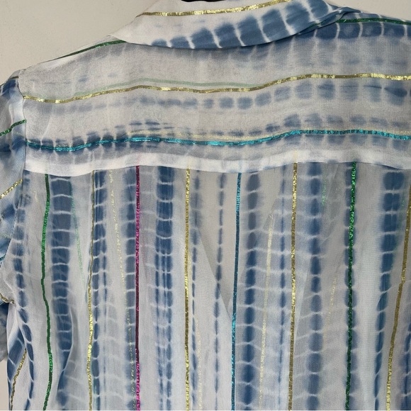 Anthropologie Hemant Nandita tie‎ dye metallic shimmer button front top size XS - Picture 6 of 6